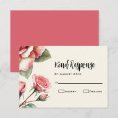 Shabby Pink Rose Wedding RSVP Karte (Vorne/Hinten)