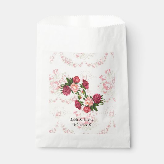 Shabby Pink Roses Custom Favor Bags Geschenktütchen (Vorderseite)