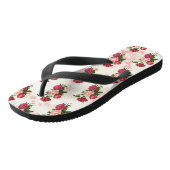 Shabby Pink Roses Flip Flops Badesandalen (Schrägansicht)