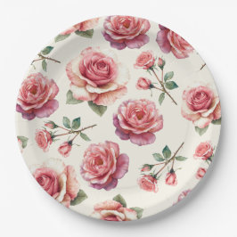 Shabby Pink Roses Forever Pappteller