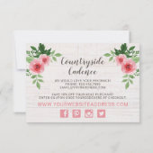 Shabby Pink Roses on Rustic Country Danke Karte (Rückseite)