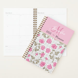 Shabby Pink Roses und Polka Dots Planner Planer