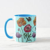 Shabby Poppy Red Lila am Aqua Mum Mütter Day Tasse (Links)