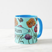 Shabby Poppy Red Lila am Aqua Mum Mütter Day Tasse (VorderseiteRechts)