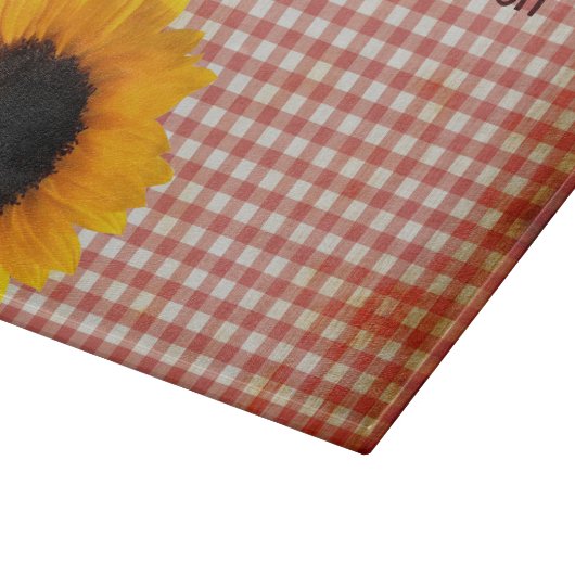 Shabby Red Gingham und Sunflower Custom Schneidebrett (Ecke)