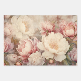 SHABBY ROMANTIC ROSE PEONY DEKORATIVE PAPIER SET
