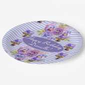 Shabby Rosa Rose Blumenkohl Tee Party Lila Pappteller (Schrägansicht)