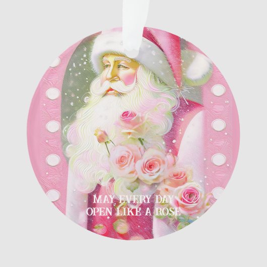 Shabby Rose Chic Pink Santa Romantic Santa Ornament (Vorderseite)