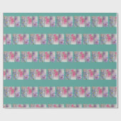 Shabby Rose Iris Türkise Floral Wrapping Paper Geschenkpapier (Flach)