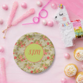 Shabby-Rose Monogram Pappteller (Party)