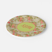 Shabby-Rose Monogram Pappteller (Schrägansicht)
