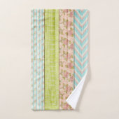 Shabby Rose Pastel Muster auf rustikale Hütte Holz Badhandtuch Set (Handtuch)