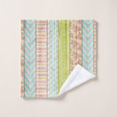 Shabby Rose Pastel Muster auf rustikale Hütte Holz Badhandtuch Set (Waschlappen)