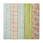 Shabby Rose Pastel Muster auf rustikale Hütte Holz Fliese (Vorderseite)