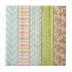 Shabby Rose Pastel Muster auf rustikale Hütte Holz Fliese