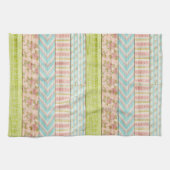 Shabby Rose Pastel Muster auf rustikale Hütte Holz Geschirrtuch (Horizontal)