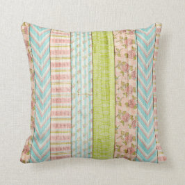 Shabby Rose Pastel Muster auf rustikale Hütte Holz Kissen