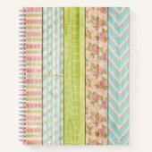 Shabby Rose Pastel Muster auf rustikale Hütte Holz Notizblock (Vorderseite)