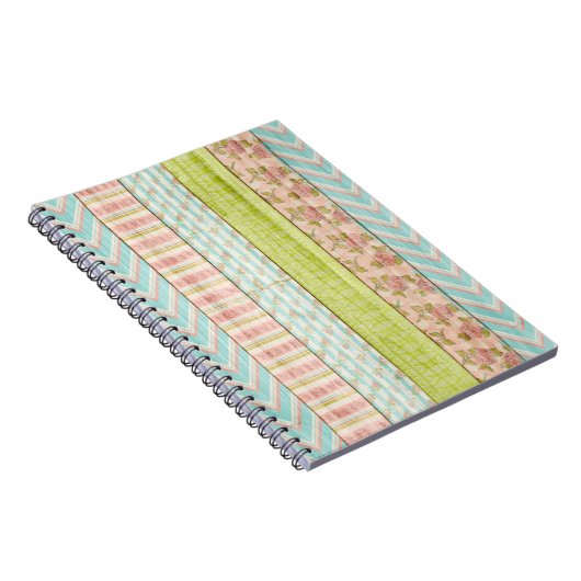 Shabby Rose Pastel Muster auf rustikale Hütte Holz Notizblock (Rechte Seite)