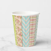 Shabby Rose Pastel Muster auf rustikale Hütte Holz Pappbecher (Rückseite)