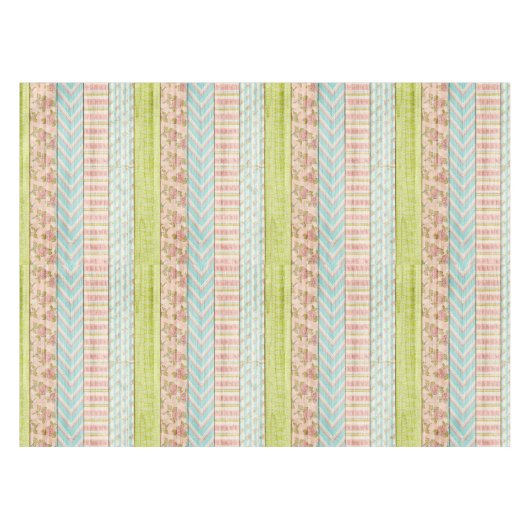 Shabby Rose Pastel Muster auf rustikale Hütte Holz Tischdecke (Vorderseite (Horizontal))