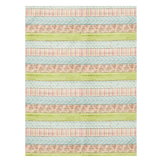 Shabby Rose Pastel Muster auf rustikale Hütte Holz Tischdecke (Vorderseite)