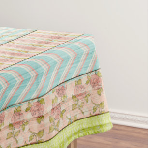 Shabby Rose Pastel Muster auf rustikale Hütte Holz Tischdecke