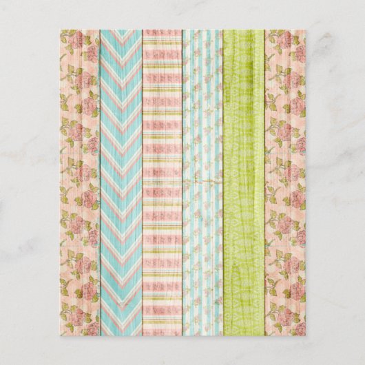 Shabby Rose Pastel Rustic Wood Scrapbook Paper Flyer (Vorne)
