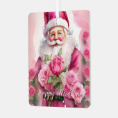 Shabby Rose Pink Chic Victorian Santa Claus Ornament Aus Metall (Vorderseite links)