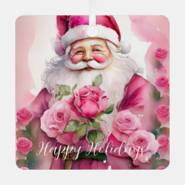 Shabby Rose Pink Chic Victorian Santa Claus Ornament Aus Metall