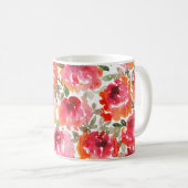 Shabby-rote Rosen, nahtloses Muster. Kaffeetasse (VorderseiteRechts)