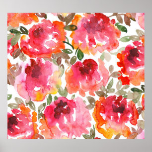 Shabby-rote Rosen, nahtloses Muster. Poster