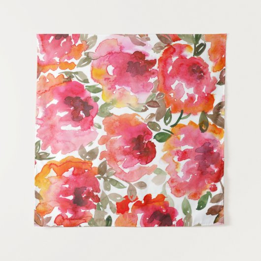 Shabby-rote Rosen, nahtloses Muster. Wandteppich (Vorderseite (Horizontal))