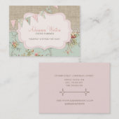 Shabby Rustic Country Chic Burlap Blush Bloral Visitenkarte (Vorne/Hinten)