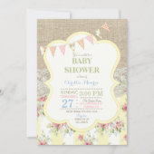 Shabby Rustic Country Chill Blues Lace Burlap Einladung (Vorderseite)