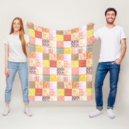 Shabby Rustic Vintag Patchwork Quilt Muster Fleecedecke