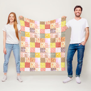 Shabby Rustic Vintag Patchwork Quilt Muster Fleecedecke