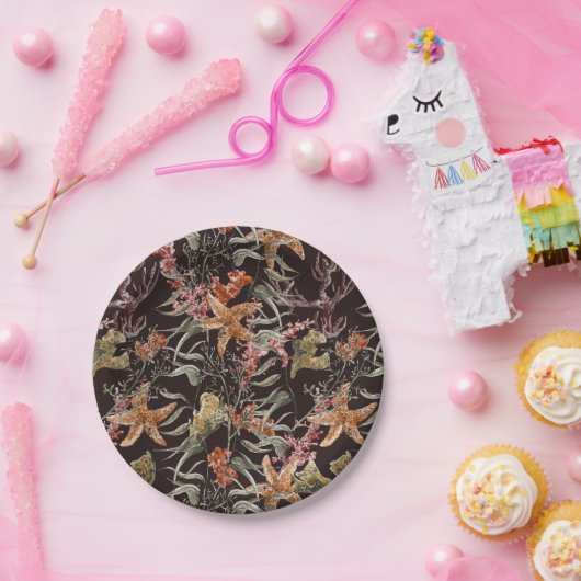 Shabby Sea Life Pattern Pappteller (Party)