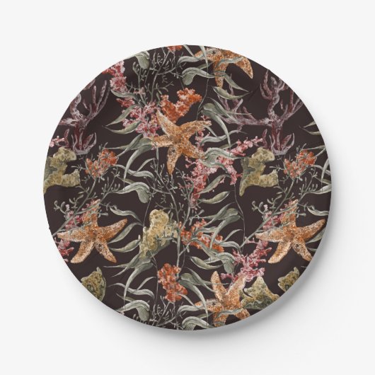 Shabby Sea Life Pattern Pappteller (Vorderseite)