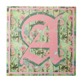 Shabby Shic Distressed Monogram Mallow Blume Fliese
