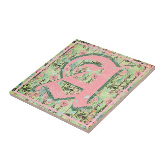 Shabby Shic Distressed Monogram Mallow Blume Fliese (Seite)
