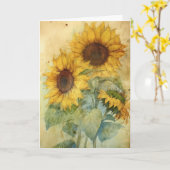 Shabby Sonnenblumen Aquarellbilder Gruß Karte (Gelbe Blume)