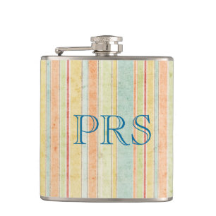 Shabby Stripes Monogramm Hip Flasche Flachmann