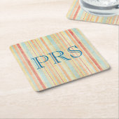 Shabby Stripes Monogramm Rechteckiger Pappuntersetzer (angewinkelt)