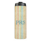 Shabby Stripes Monogramm Thermosbecher (Vorderseite)