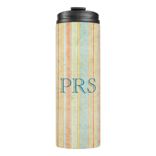 Shabby Stripes Monogramm Thermosbecher (Vorderseite)