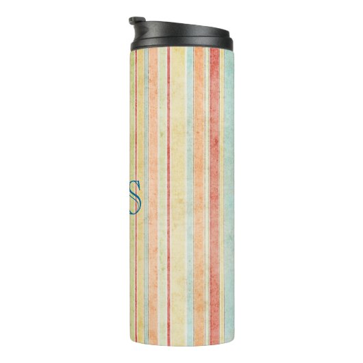 Shabby Stripes Monogramm Thermosbecher (Nach rechts gedreht)