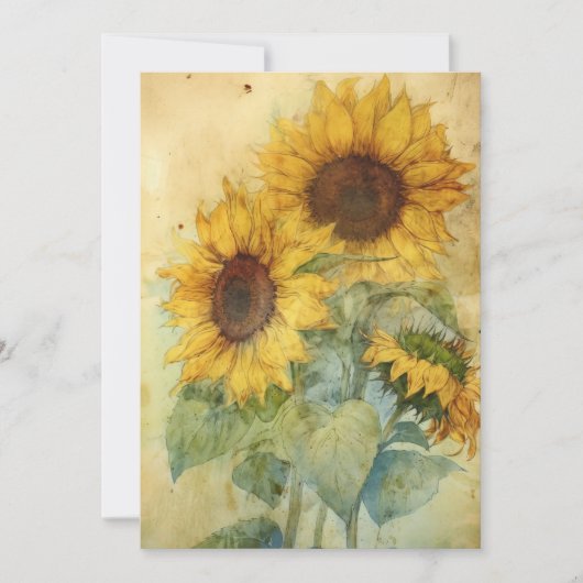Shabby Sunflowers Aquarellfarben Illustration Flat Karte (Vorderseite)