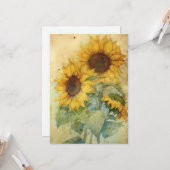 Shabby Sunflowers Aquarellfarben Illustration Flat Karte (Vorderseite/Rückseite Beispiel)