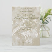 Shabby Taupe Floral Hochzeit Einladungen (Stehend Vorderseite)